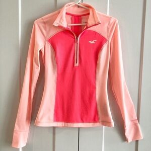 Hollister, Sport, Athletic, Racerback, 1/4 zip, Long Sleeve, Fitted, Top, Size S